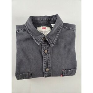 Levi's Denim Shirt XL Button Up Black Fade Workwear Y2K Vintage Style Cotton